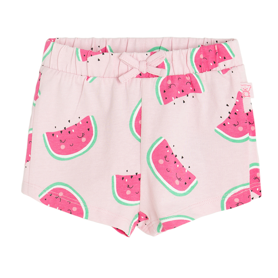 Turquoise and pink with watermelons print shorts- 2 pack