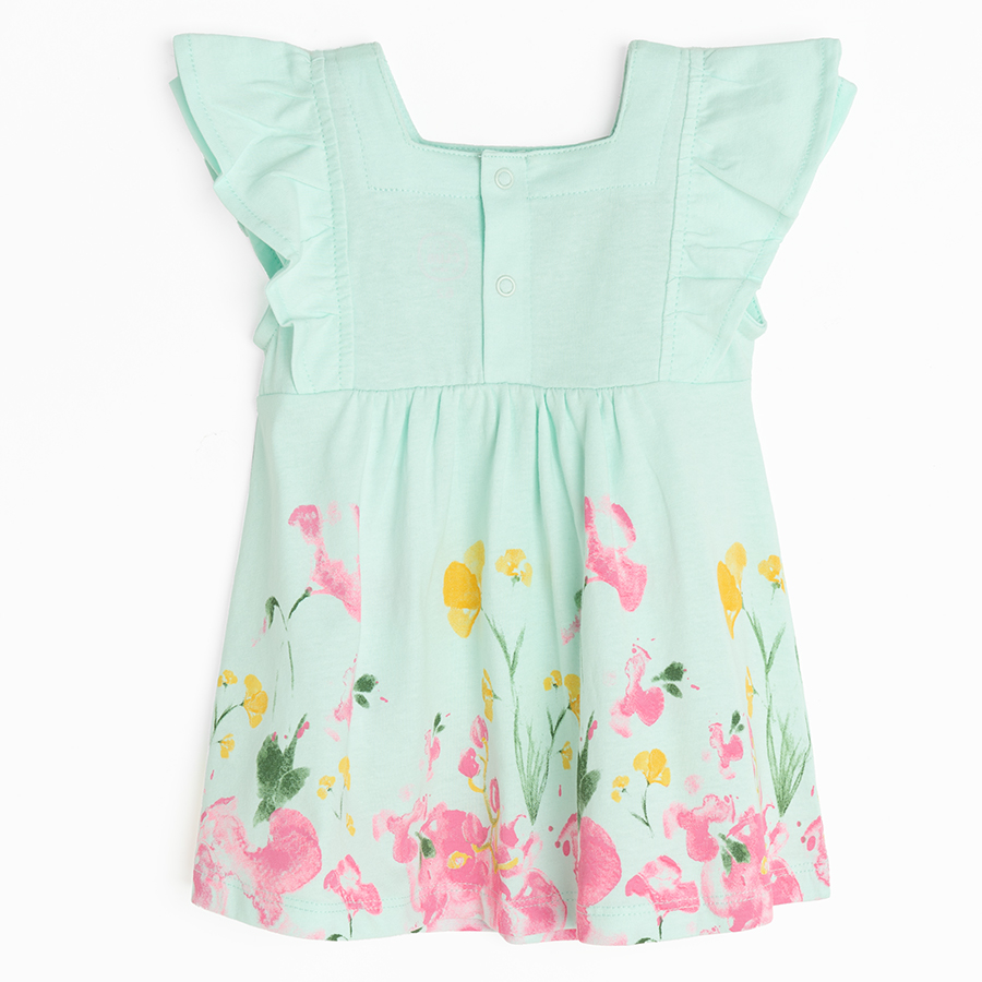 White and pink flowers sleeveless dress