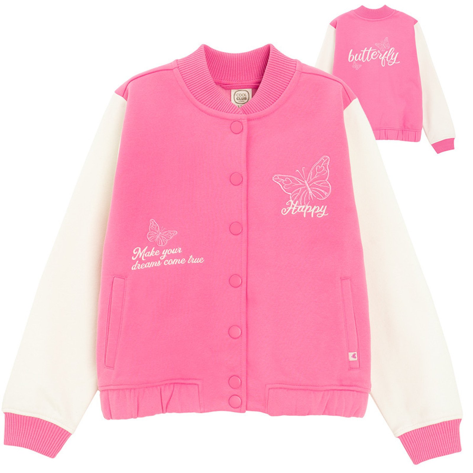Pink with white sleeves button down sweatshirt