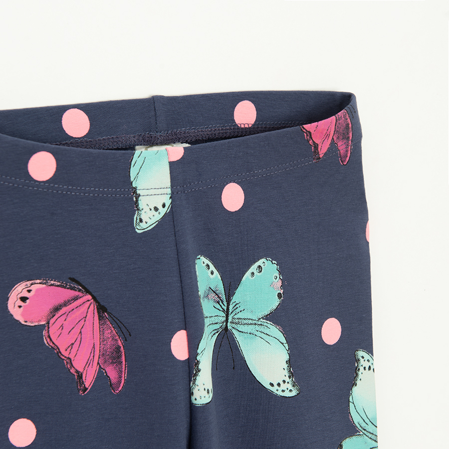 Blue leggings with butterflies