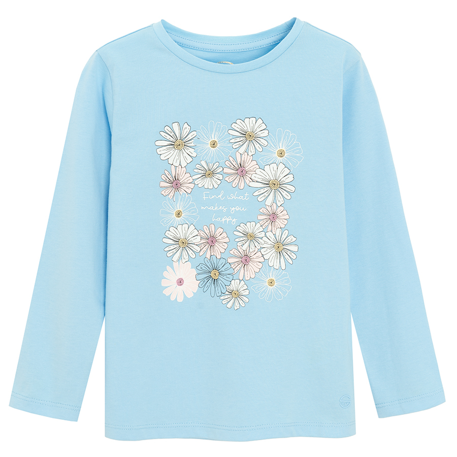 Purple long sleeve blouse with daisies print