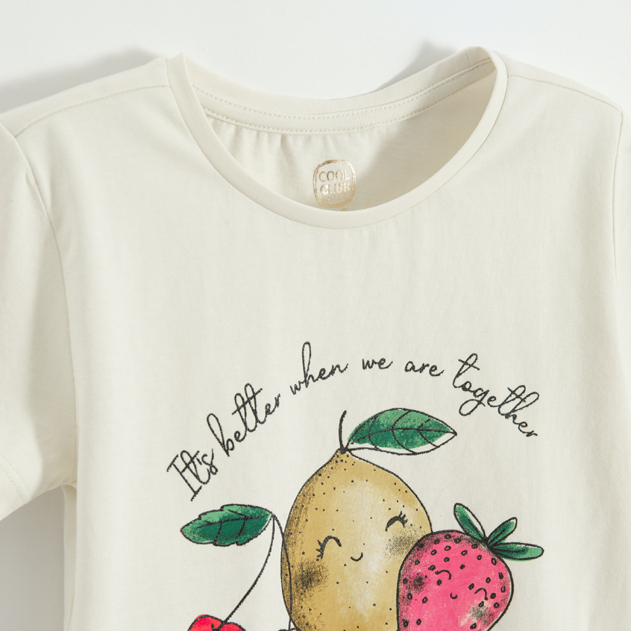 Light yellow T-shirt with fruits print