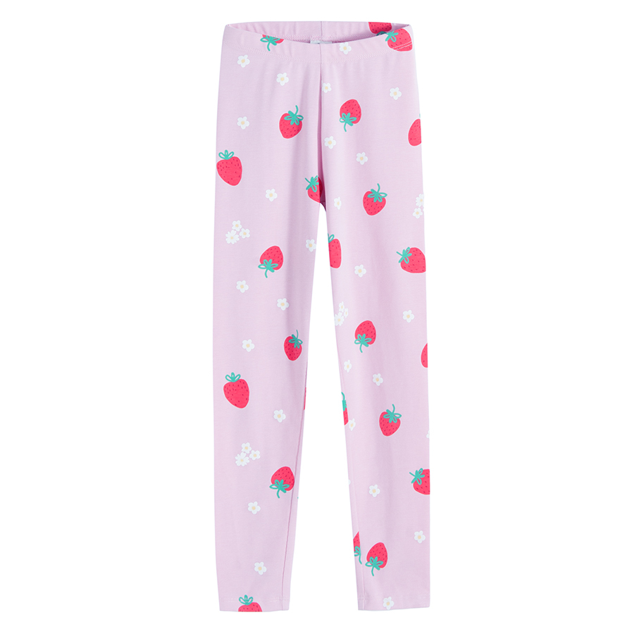 Light and pink leggings with strawberries print- 2 pack