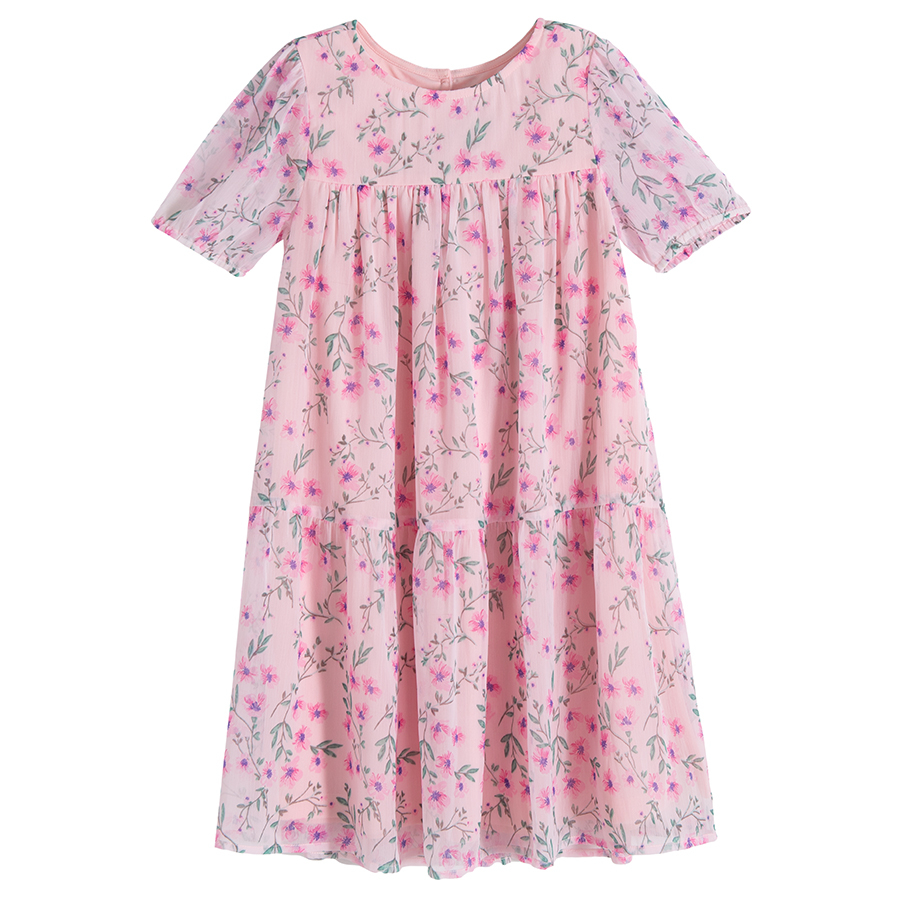 Pink short sleeve floral dress