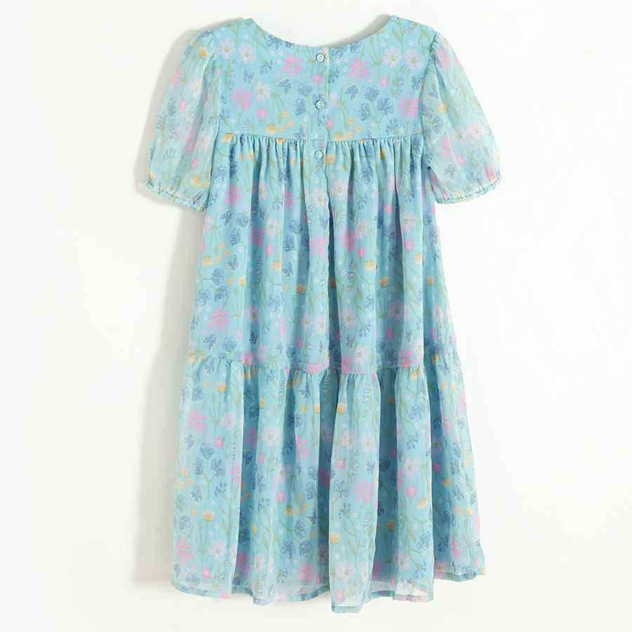 Blue floral short sleeve dress