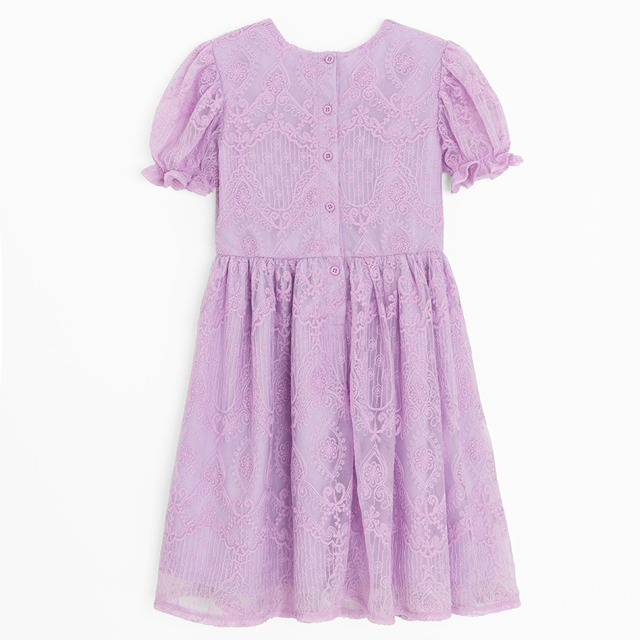 Purple dress with short puffy sleeves