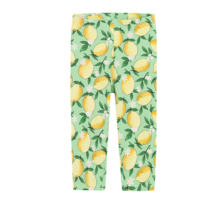 Yellow and green leggings with lemons print- 2 pack