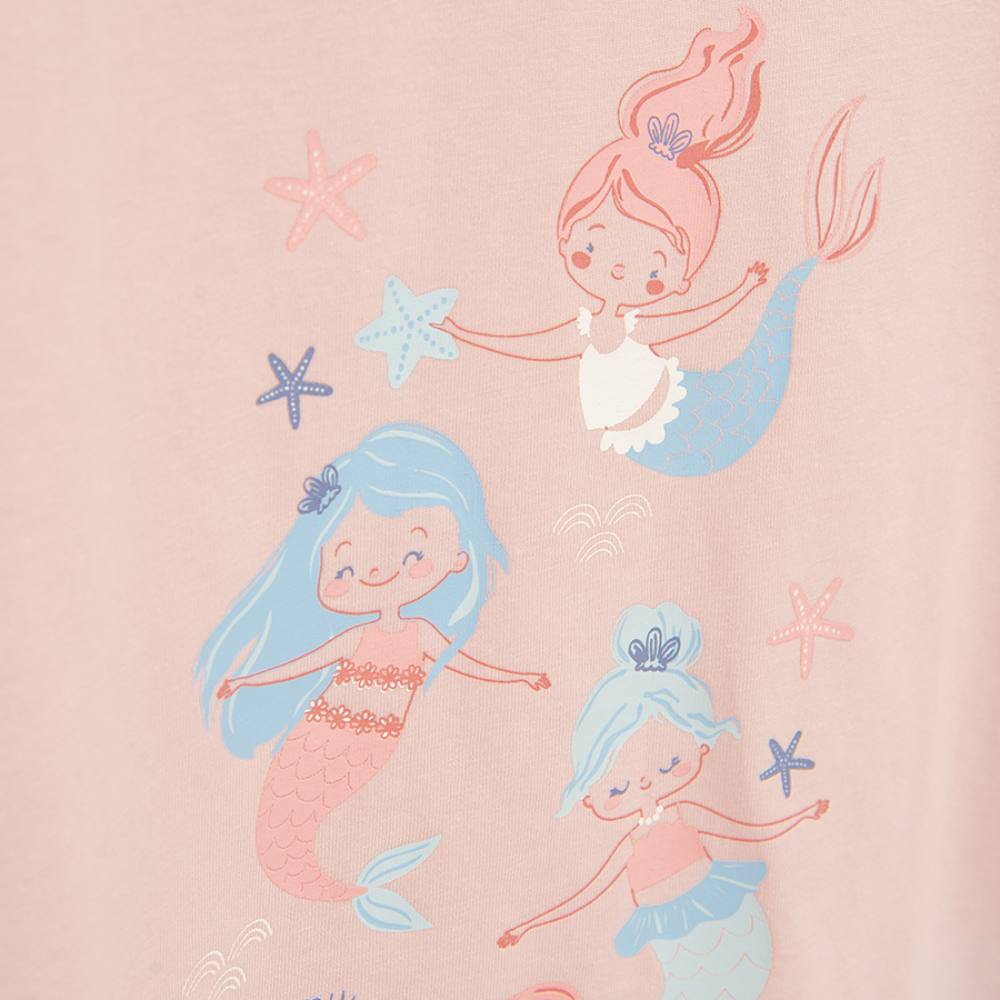 Light pink T-shirt with mermaids print
