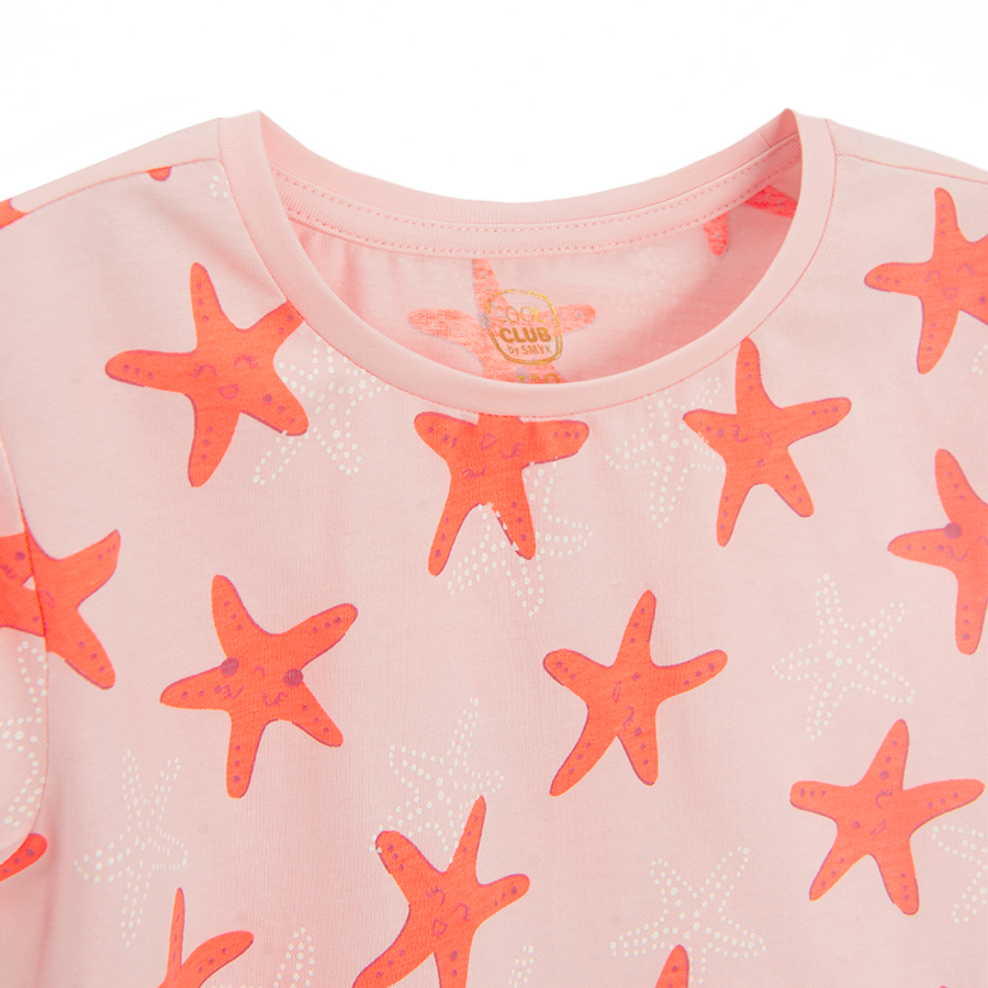 Light pink T-shirt with startfish print