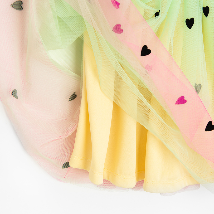Pink and lime skirt with hearts print