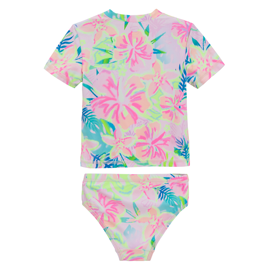 Two pieces swim suit with tropincal print
