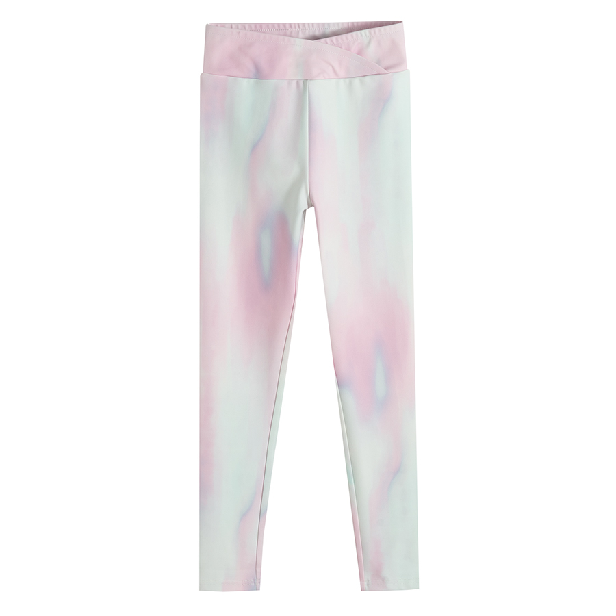 Κολάν 2 τμχ γυμναστικής φούξια και μωβ με εφέ tie dye