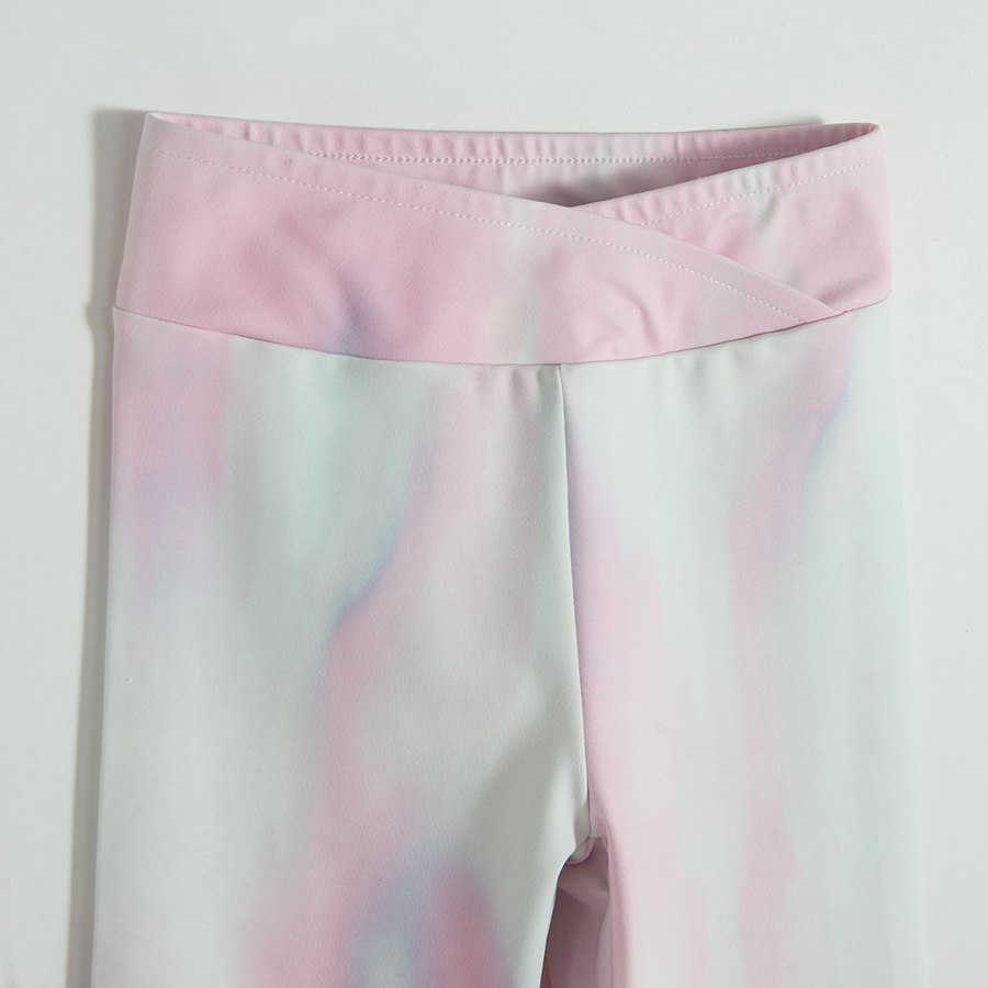 Κολάν 2 τμχ γυμναστικής φούξια και μωβ με εφέ tie dye