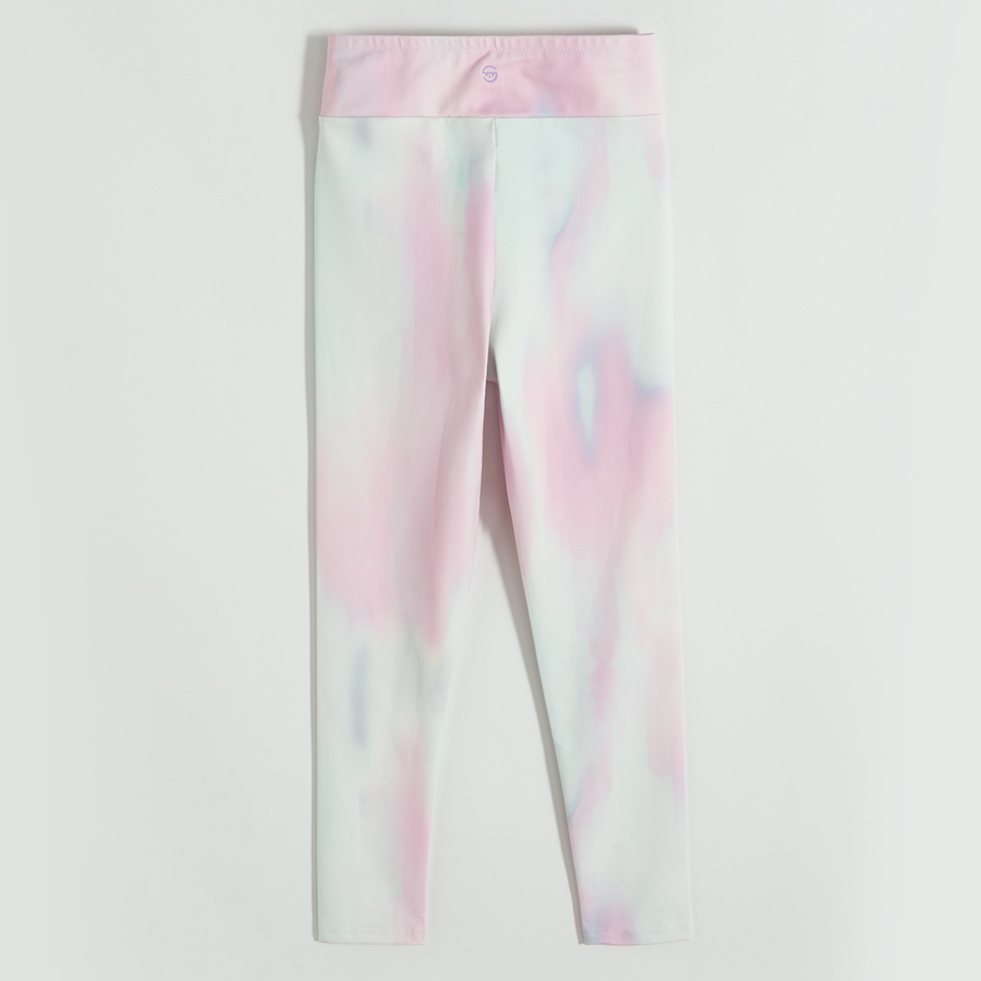 Κολάν 2 τμχ γυμναστικής φούξια και μωβ με εφέ tie dye