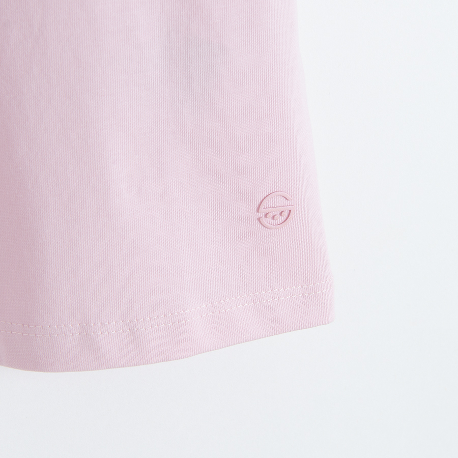 Pink T-shirt with flowers La Dolce Vita print