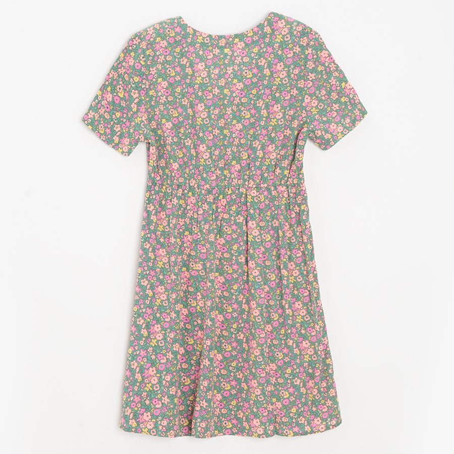 Green floral short sleeve dress