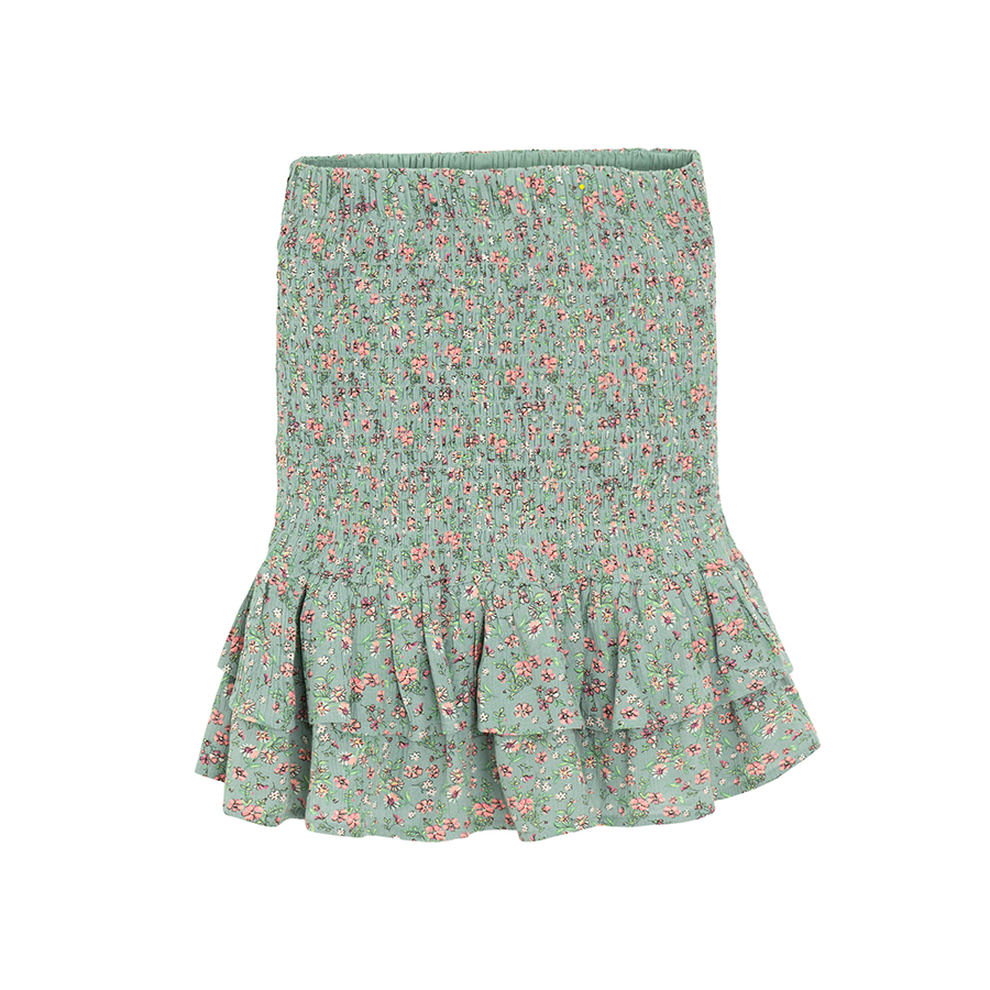 Green floral skirt with elastic waist