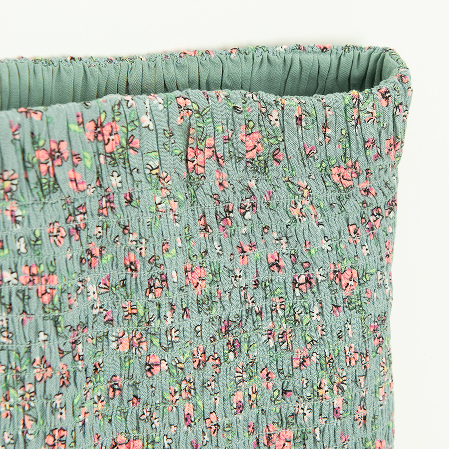 Green floral skirt with elastic waist