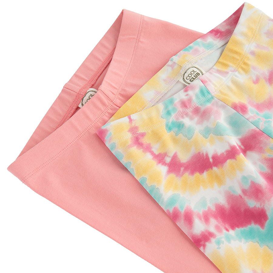 Κολάν 2 τμχ ροζ κίτρινο με εφέ tie dye
