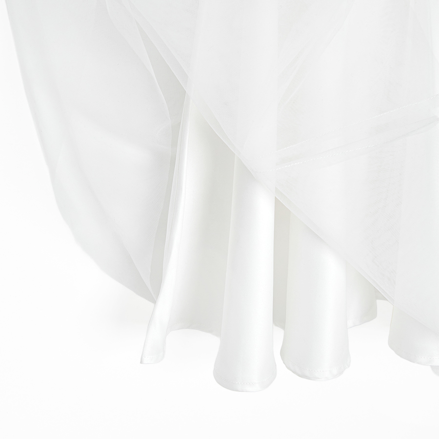 Φόρεμα κοντομάνικο λευκό με τούλι και δαντέλα