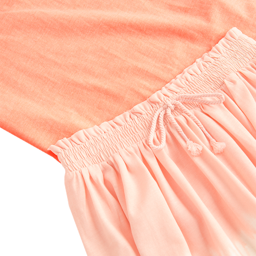 Peach T-shirt and tie dye skirt- 2 pieces
