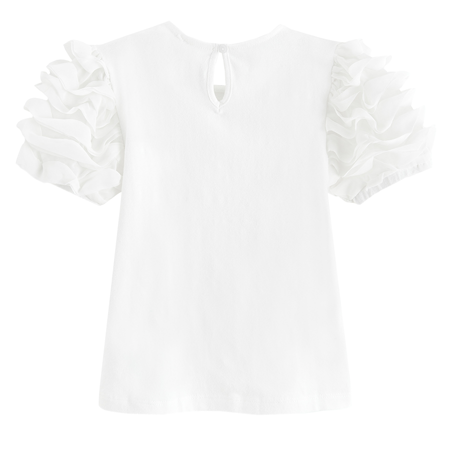 White T-shirt with puffy short sleeves