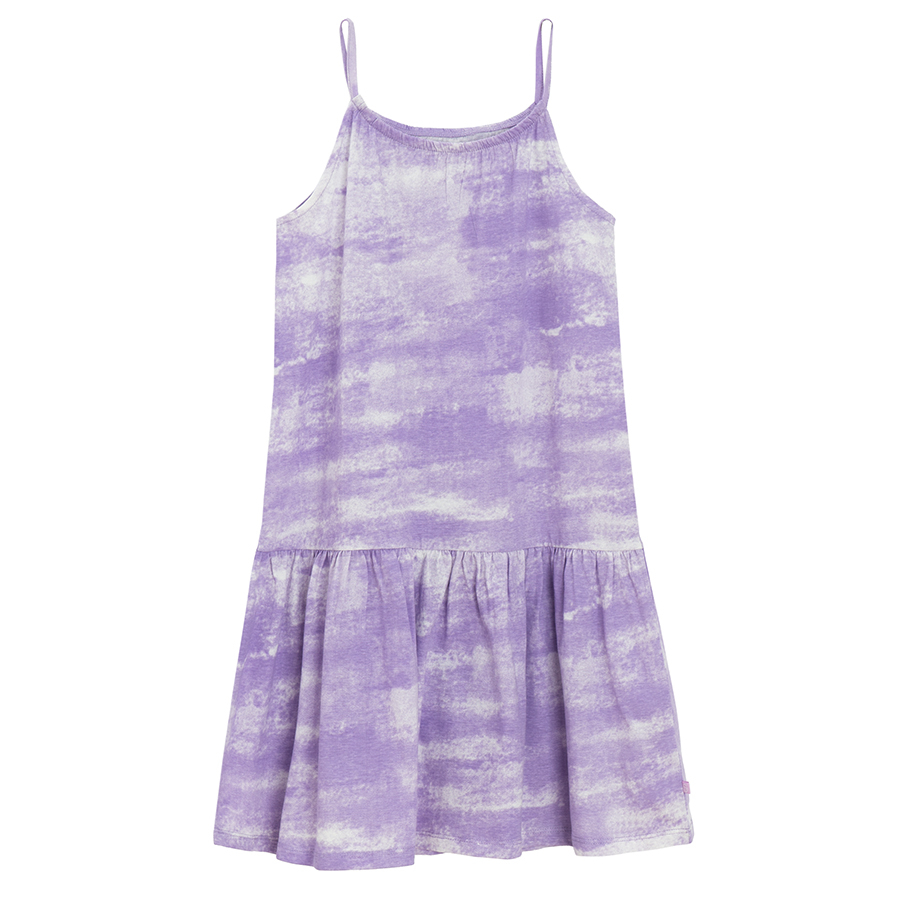 Φόρεμα αμάνικο μωβ με εφέ tie dye