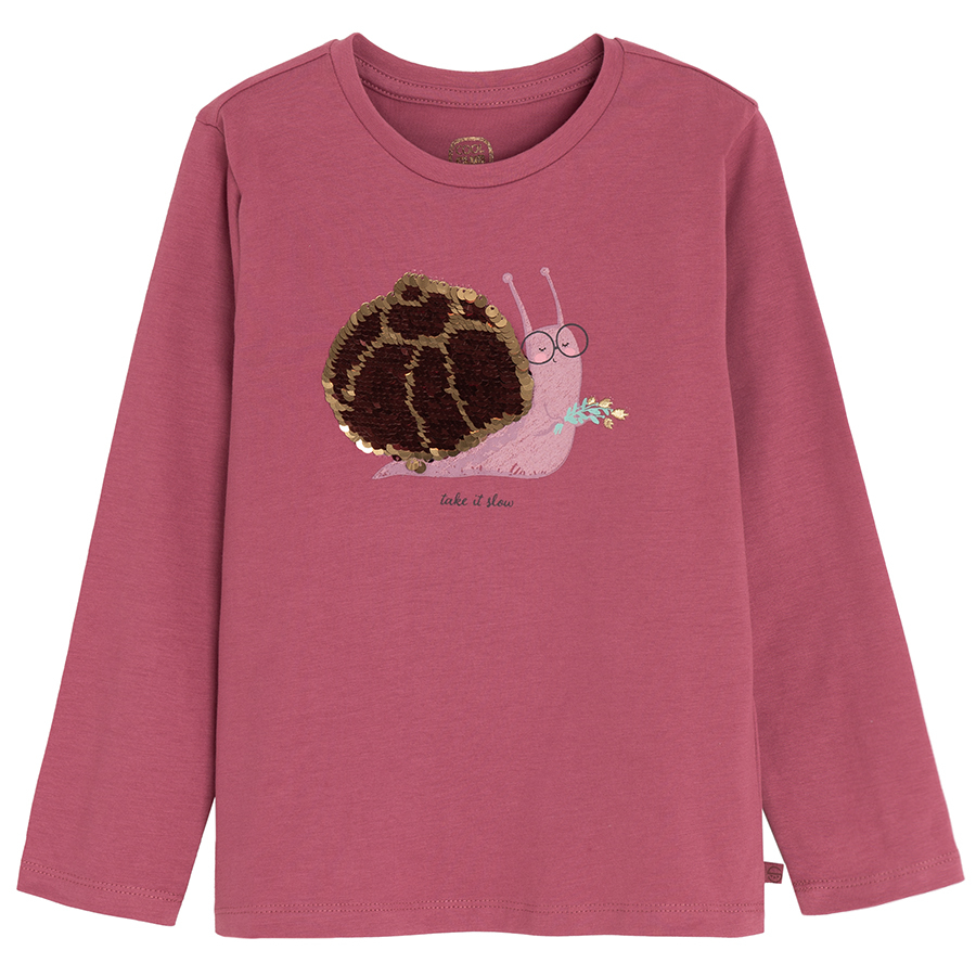 Burgundy blouse with snail print