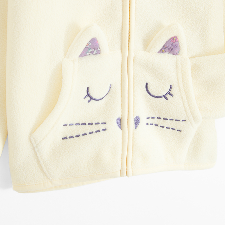 Light grey zip through sweatshirt with cat pockets
