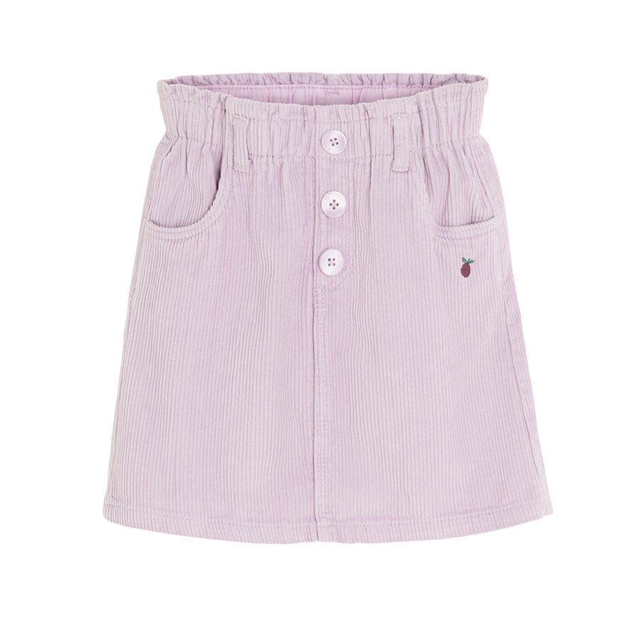 Violet cοrduroy skirt with big decorative buttons