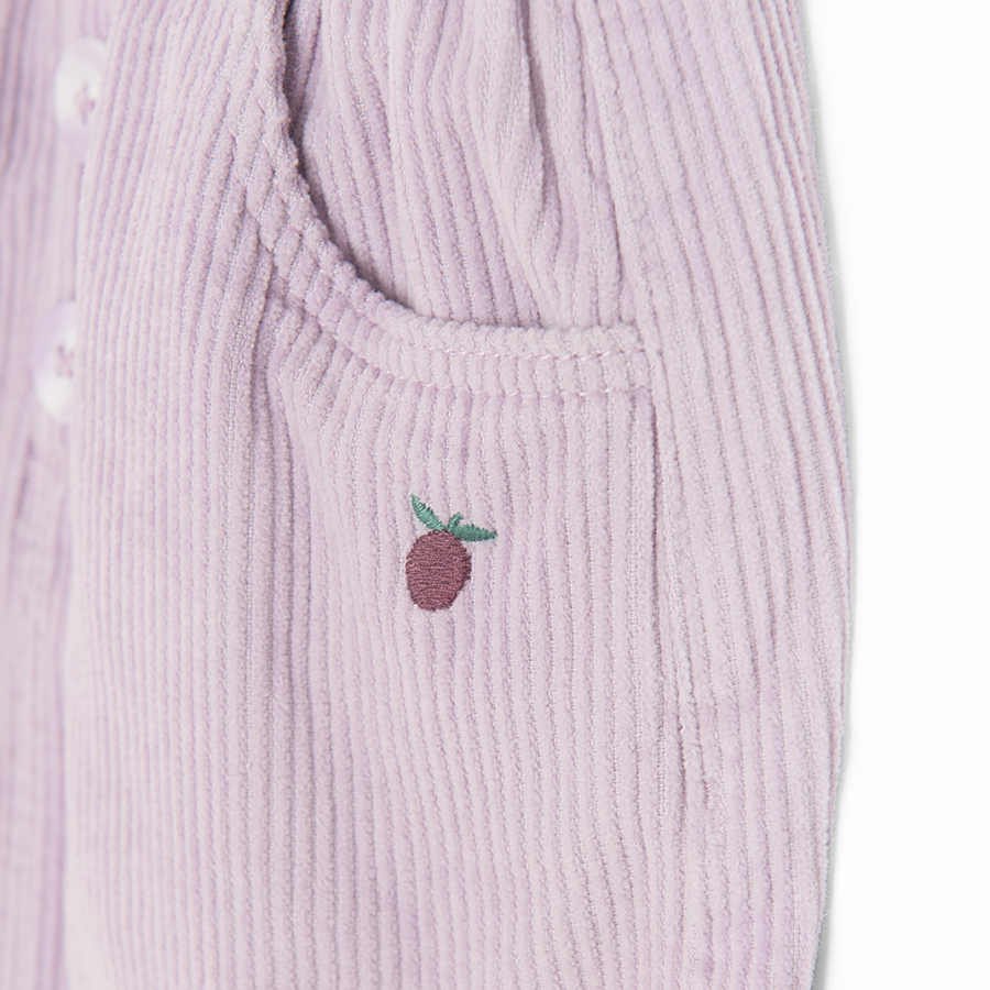 Violet cοrduroy skirt with big decorative buttons