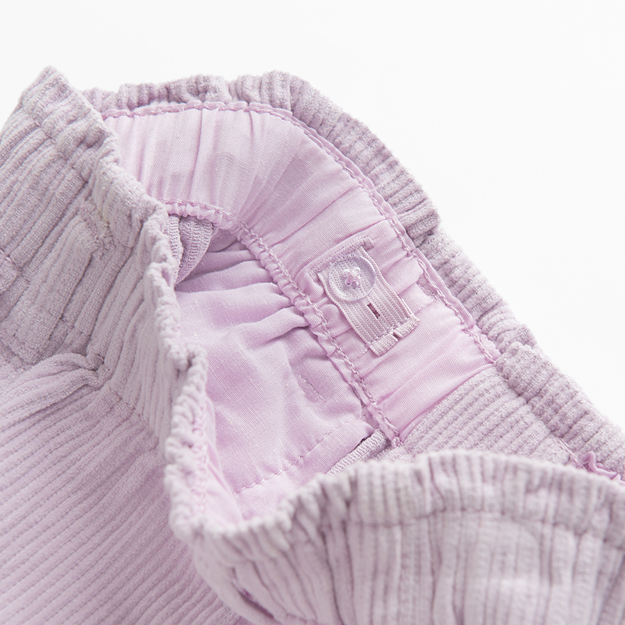 Violet cοrduroy skirt with big decorative buttons