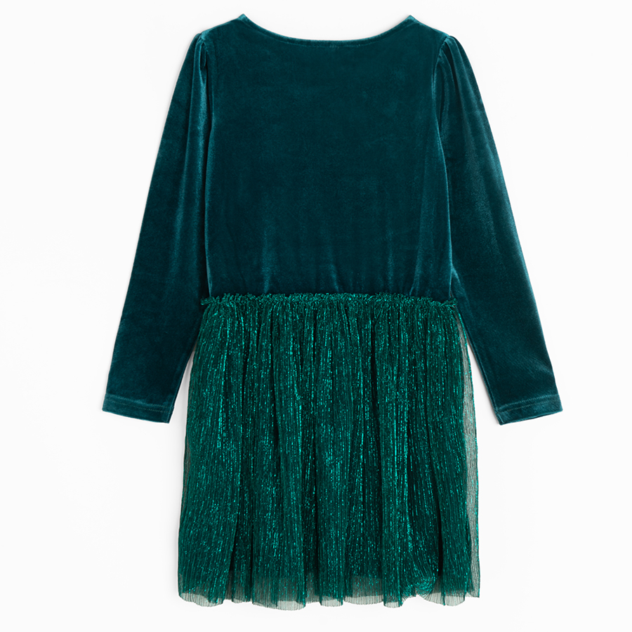 green emerald velvet dress Teal Belted Pleated Skirt Midi Dress  AX Paris