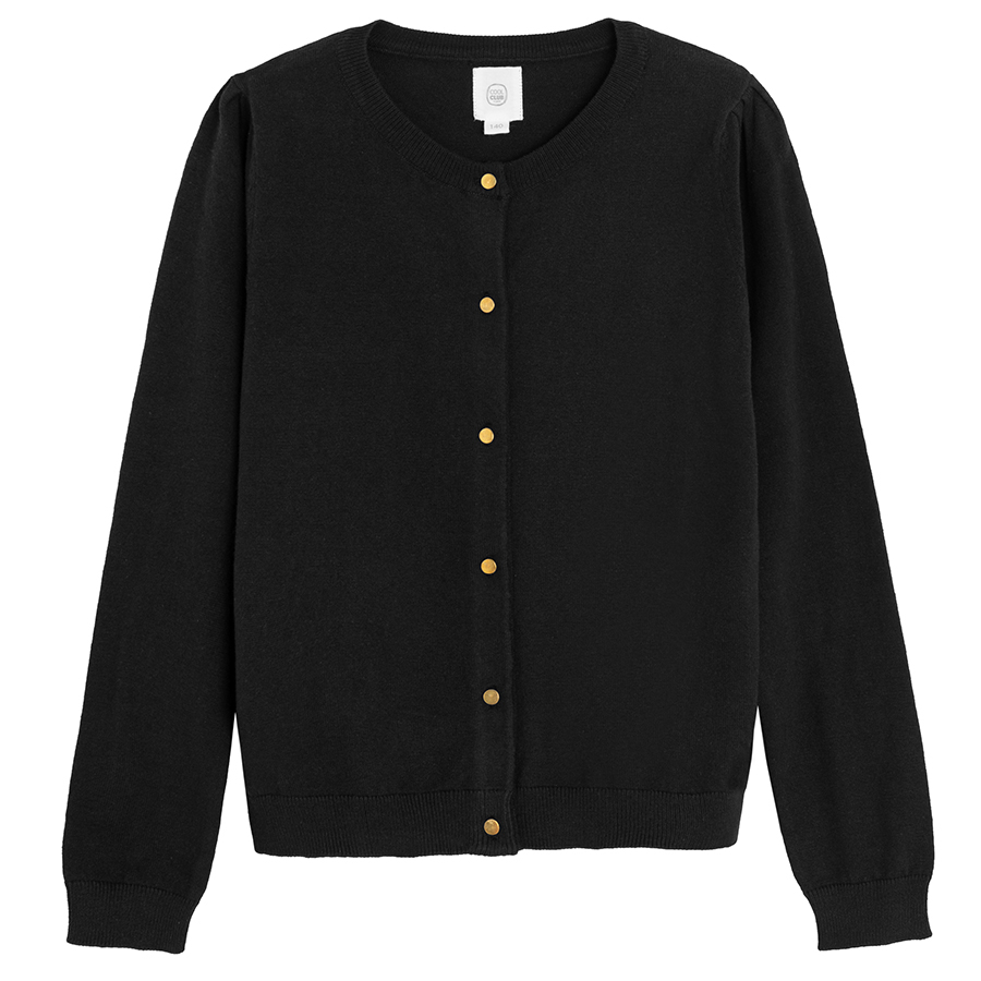 Black cardigan with puffy shoulders