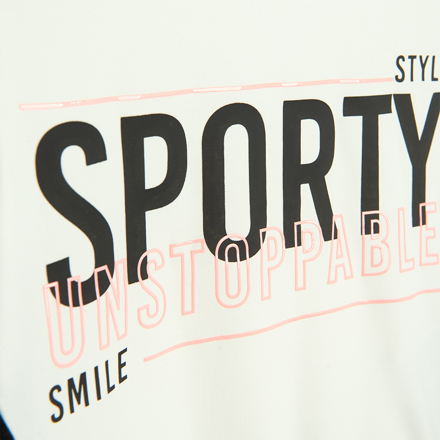 Μπλούζα κοντομάνικη crop top με στάμπα SPORTY