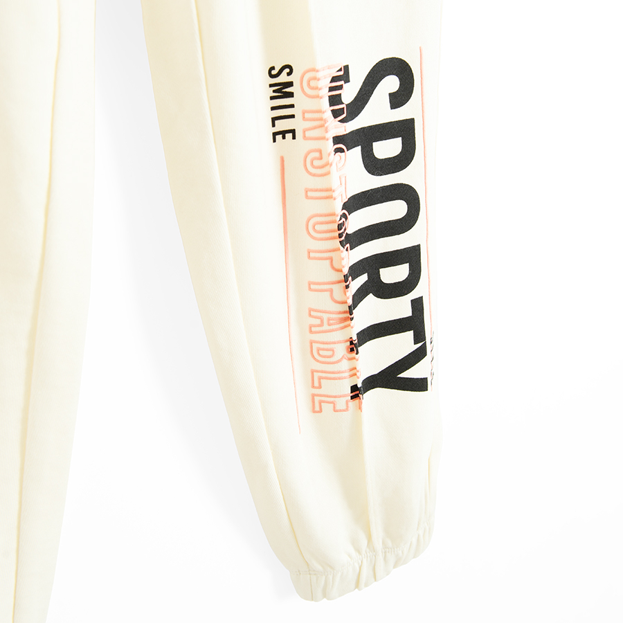 Φόρμα λευκή με λάστιχο στη μέση SPORTY UNSTOPPABLE