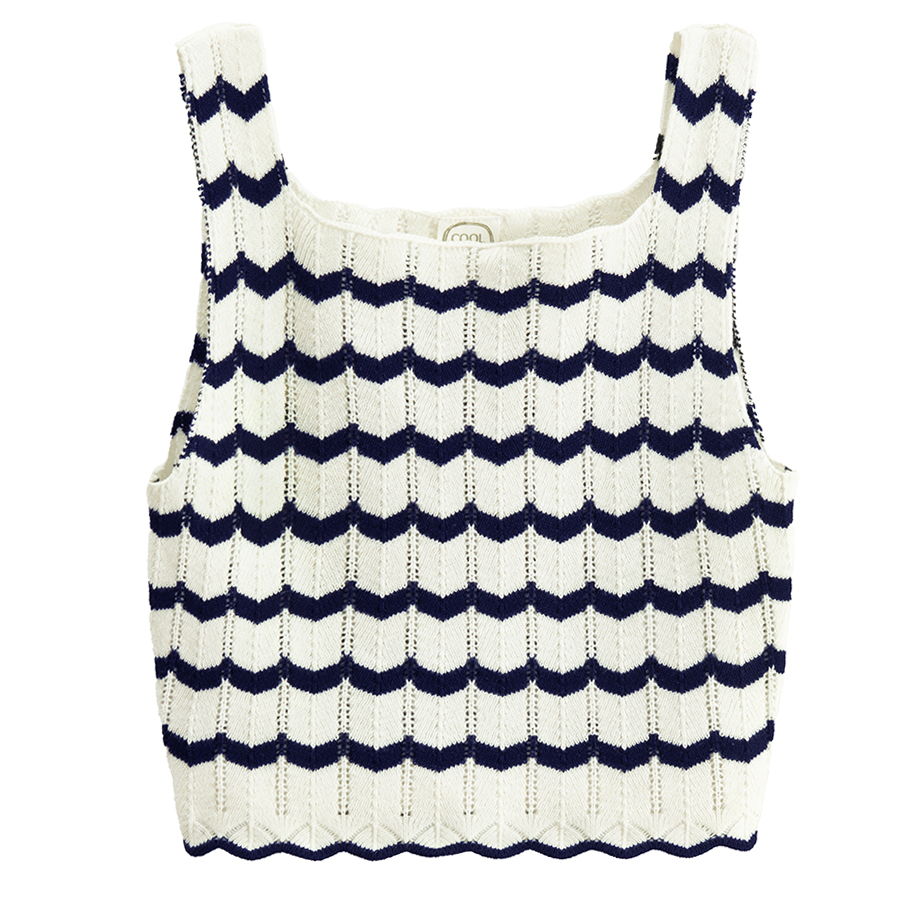 Μπλούζα crop top πλεκτή αμάνικη