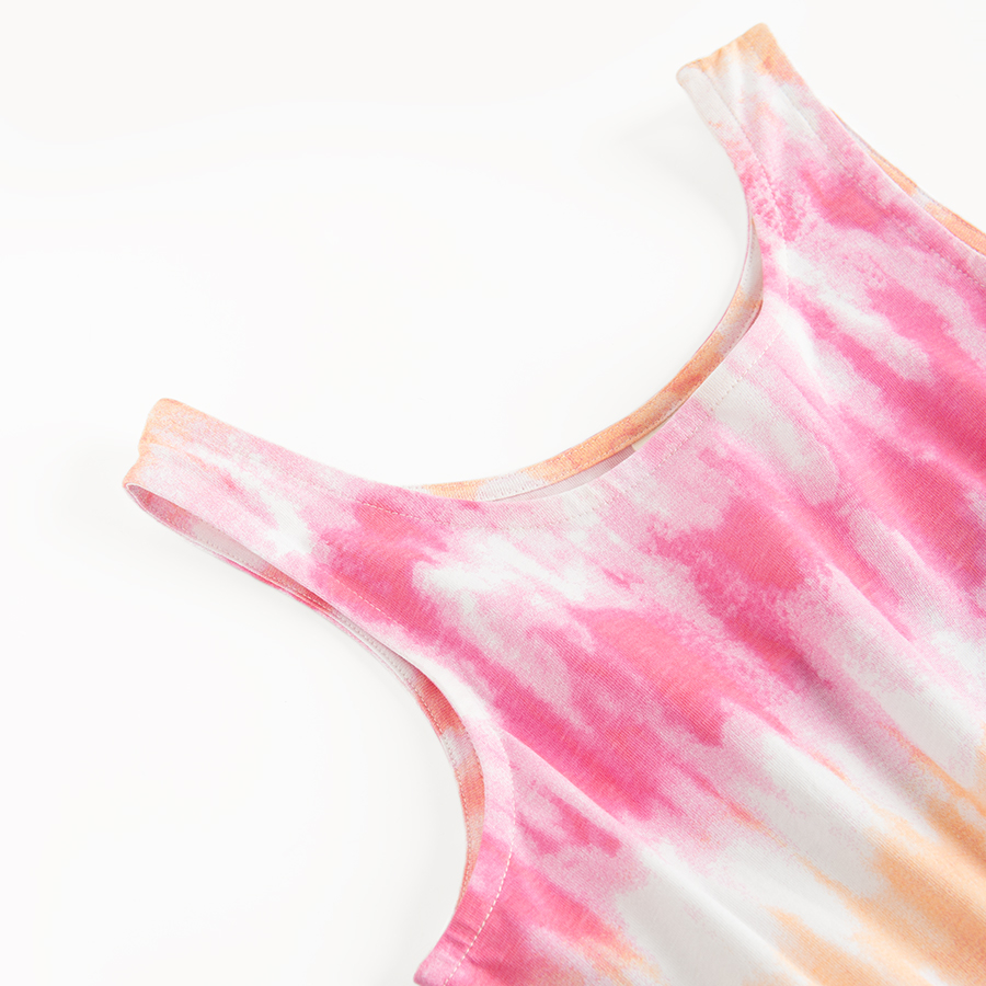 Φόρεμα αμάνικο με cut out στη μέση και εφέ tie dye