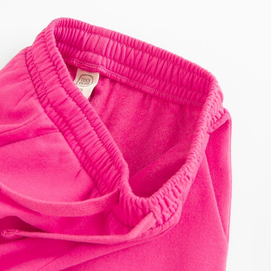 Φόρμα παντελόνι φούξια με λάστιχο και κορδόνι στη μέση
