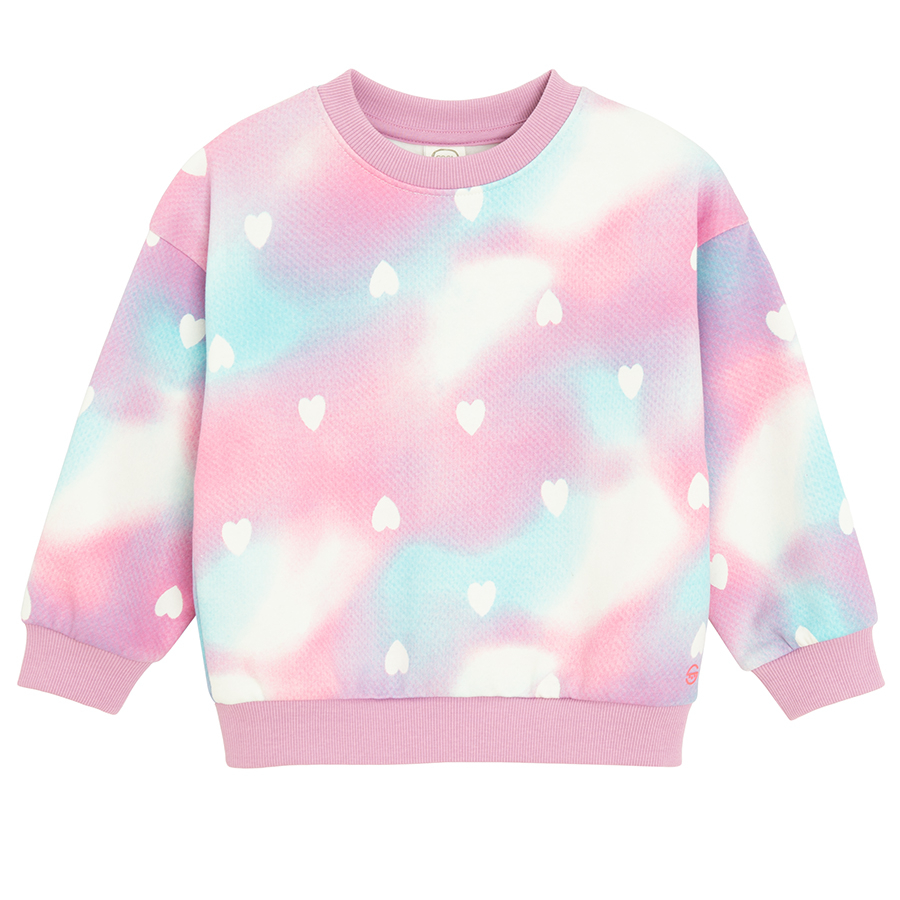 Φούτερ με εφέ tie dye με στάμπα καρδούλες