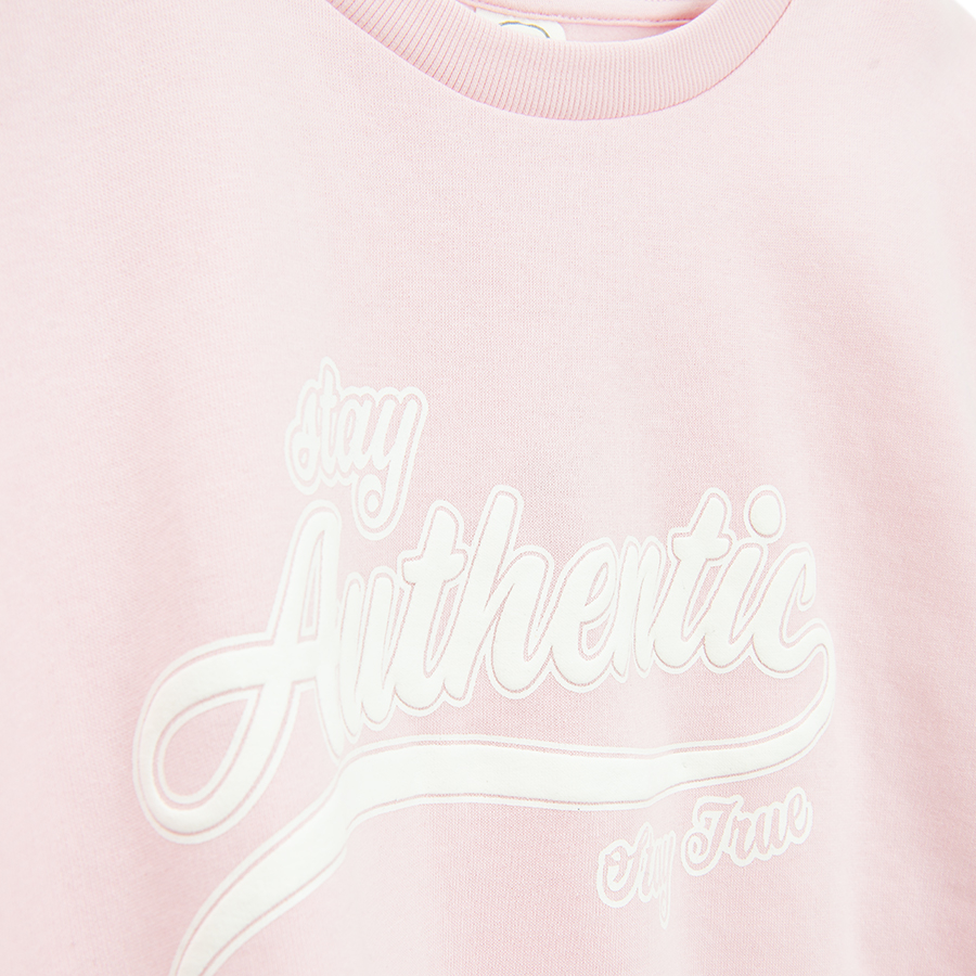 Φούτερ ροζ με στάμπα Authentic
