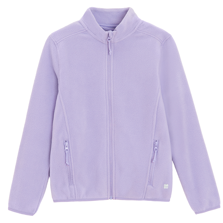Ζακέτα λιλά fleece με φερμουάρ