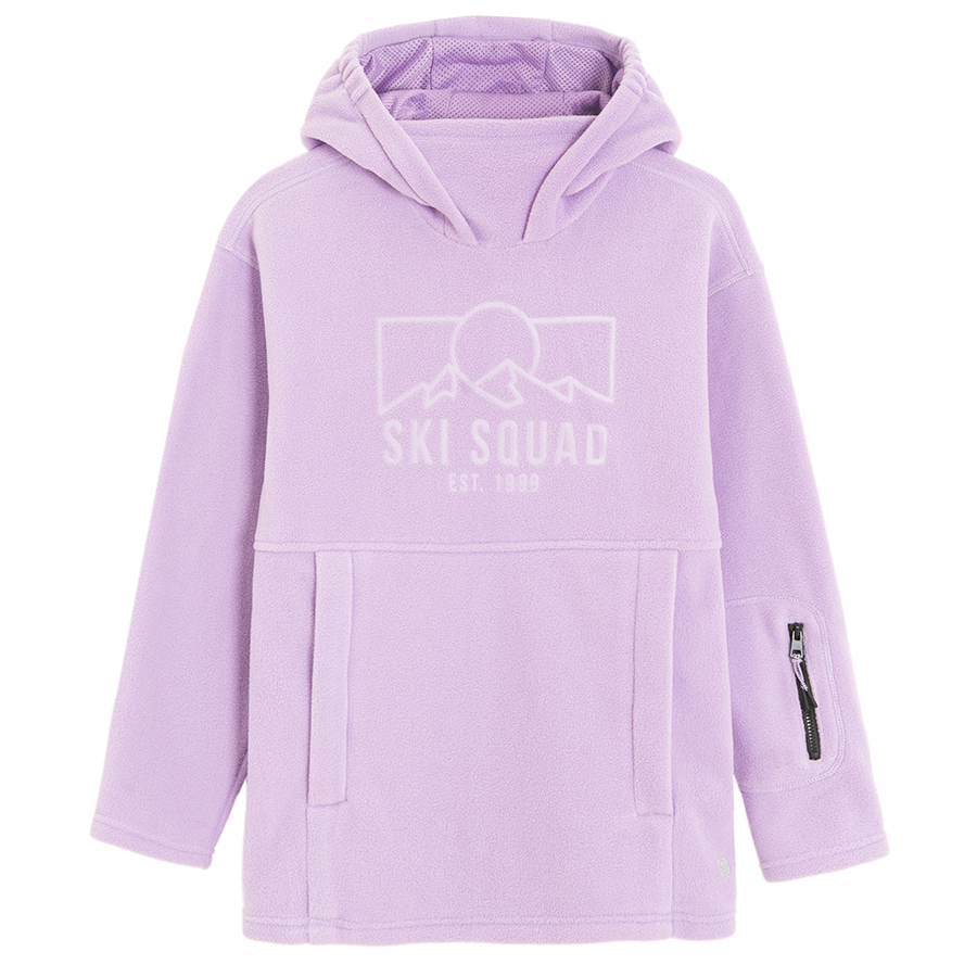 Φούτερ μωβ με κουκούλα και στάμπα Ski Squad