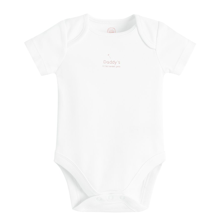 Φορμάκι κοντομάνικο 4 τμχ. λευκό και ροζ I LOVE MUMMY, I LOVE DADDY