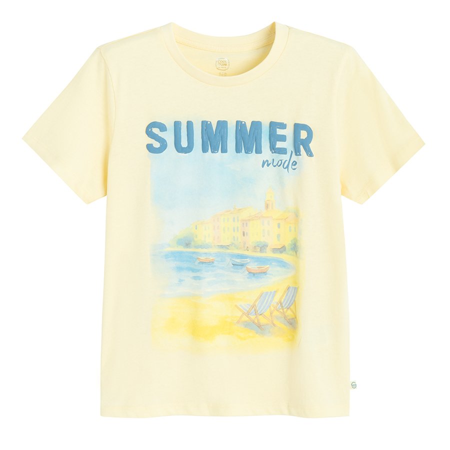 Μπλούζα κοντομάνικη κίτρινη με στάμπα SUMMER MODE