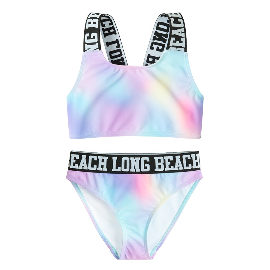 Μαγιό μπικίνι 2 τμχ. μωβ με εφέ tie dye