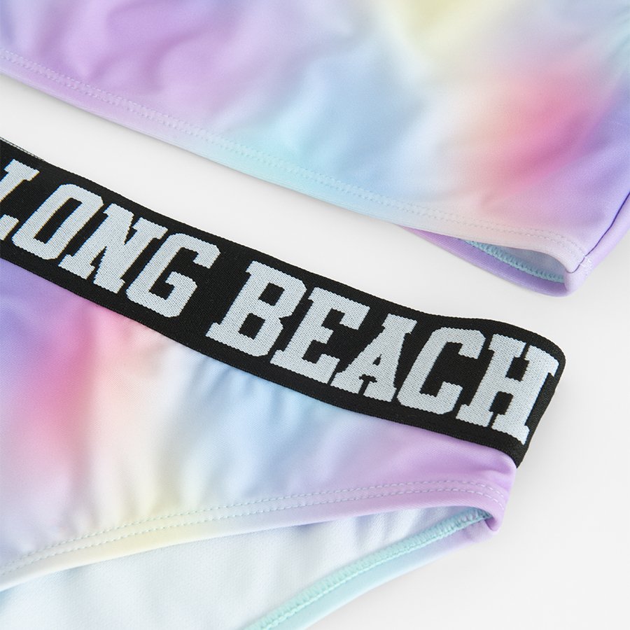 Μαγιό μπικίνι 2 τμχ. μωβ με εφέ tie dye