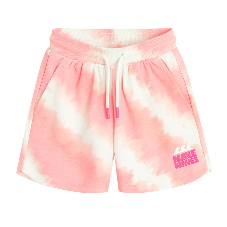 Σορτς λευκό και ροζ με εφέ tie dye
