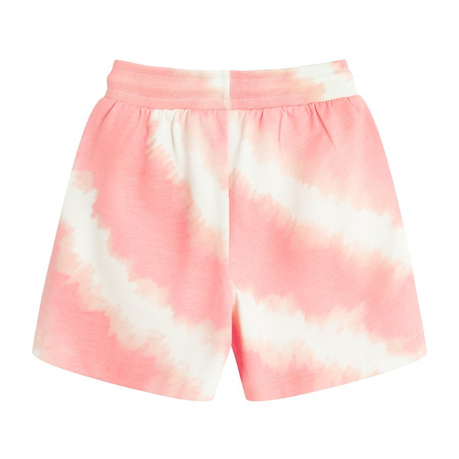 Σορτς λευκό και ροζ με εφέ tie dye