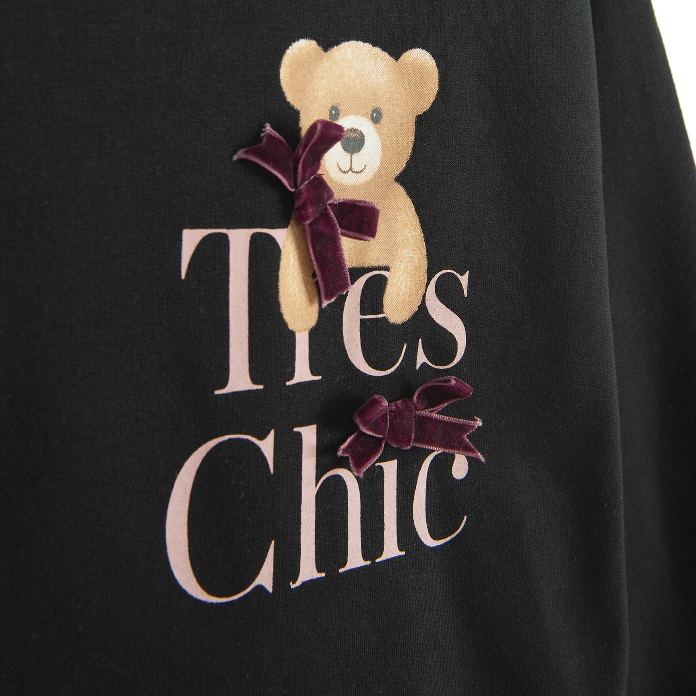 Φούτερ μαύρο με στάμπα αρκουδάκι TRES CHIC